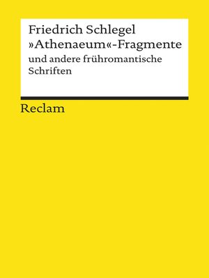 cover image of "Athenaeum"-Fragmente und andere frühromantische Schriften
